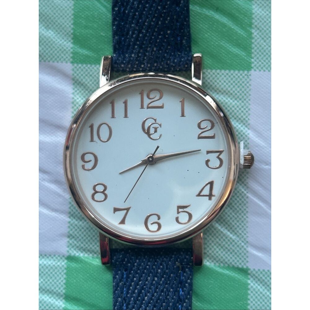 GC Rose Gold Tone Denim Band Women’s Quartz Watch